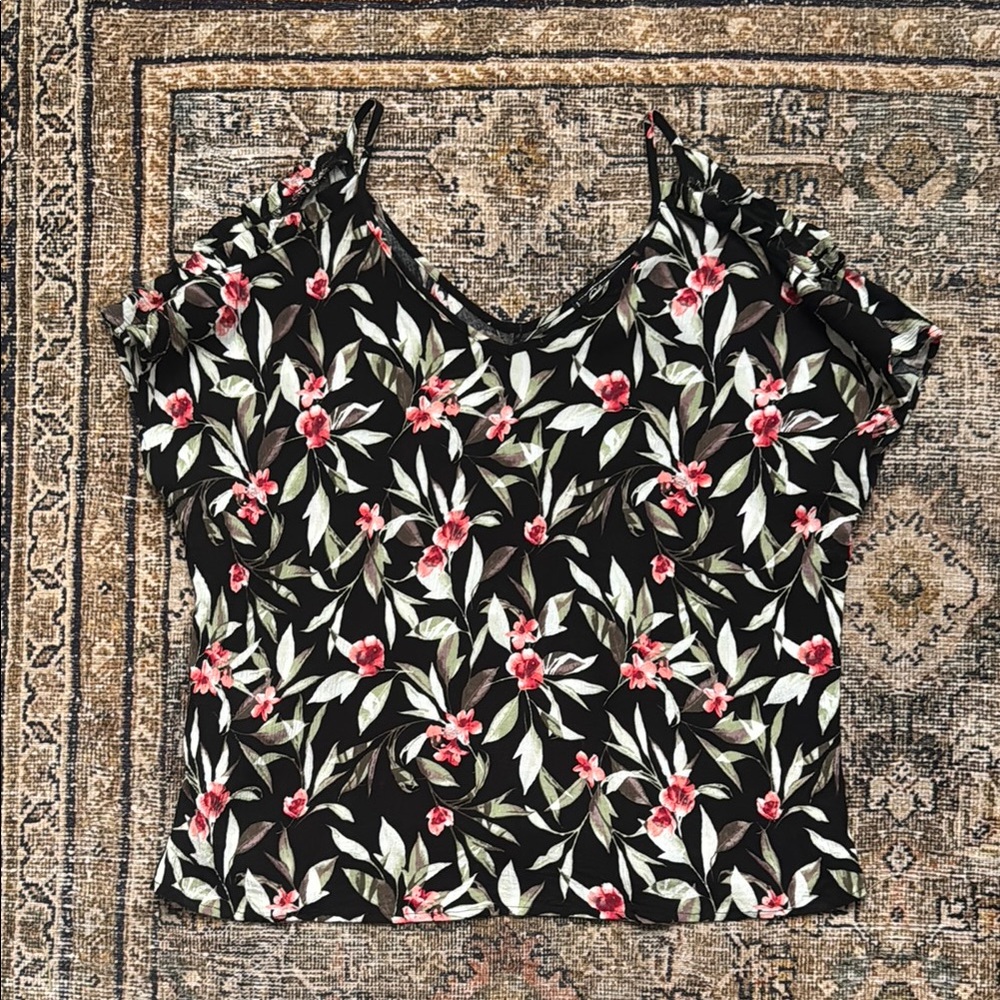 Black and White Open Shoulder Blouse